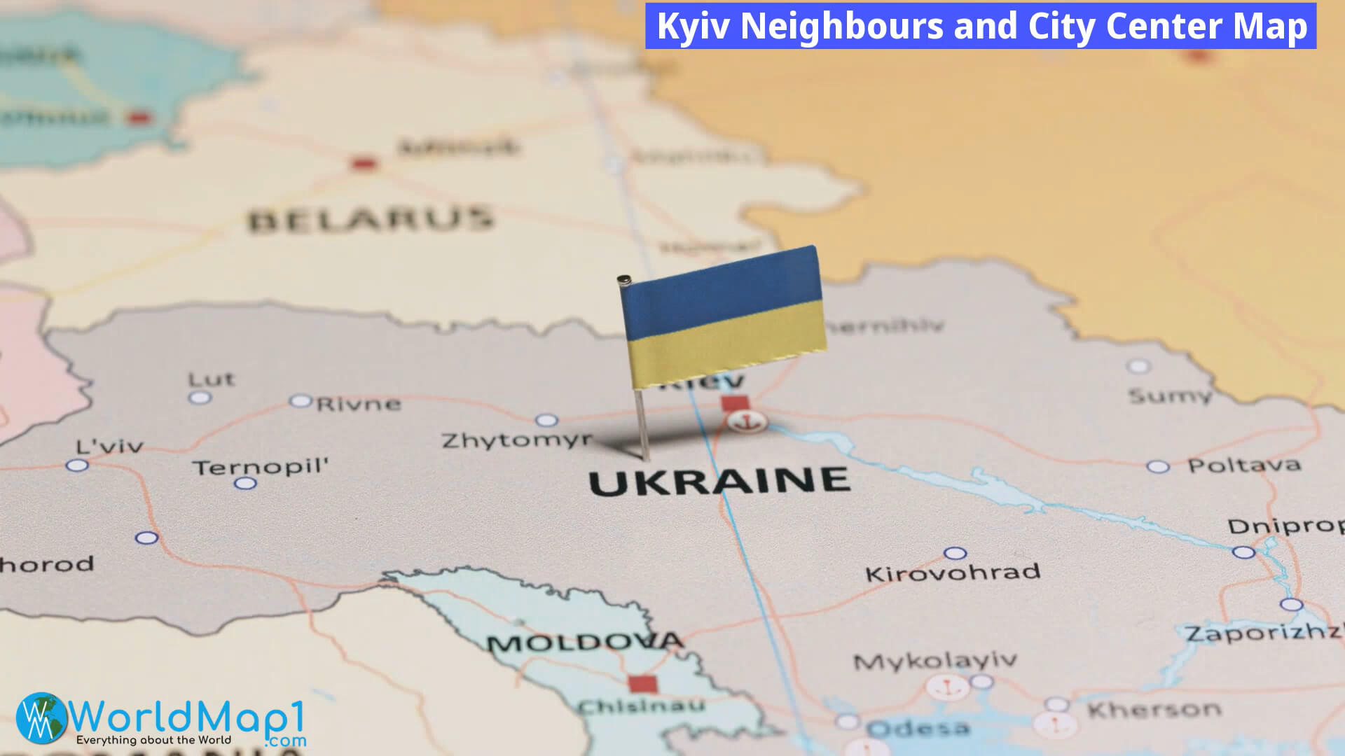 Karte der Kiewer Nachbarn und des Stadtzentrums